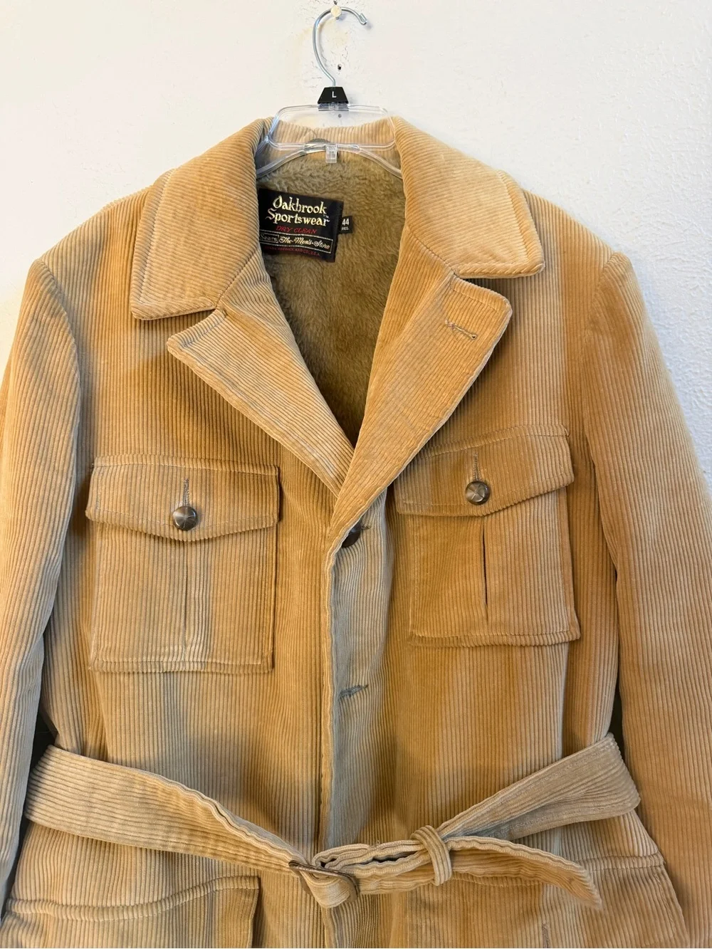 Oakbrook Sportswear tan corduroy faux fur jacket